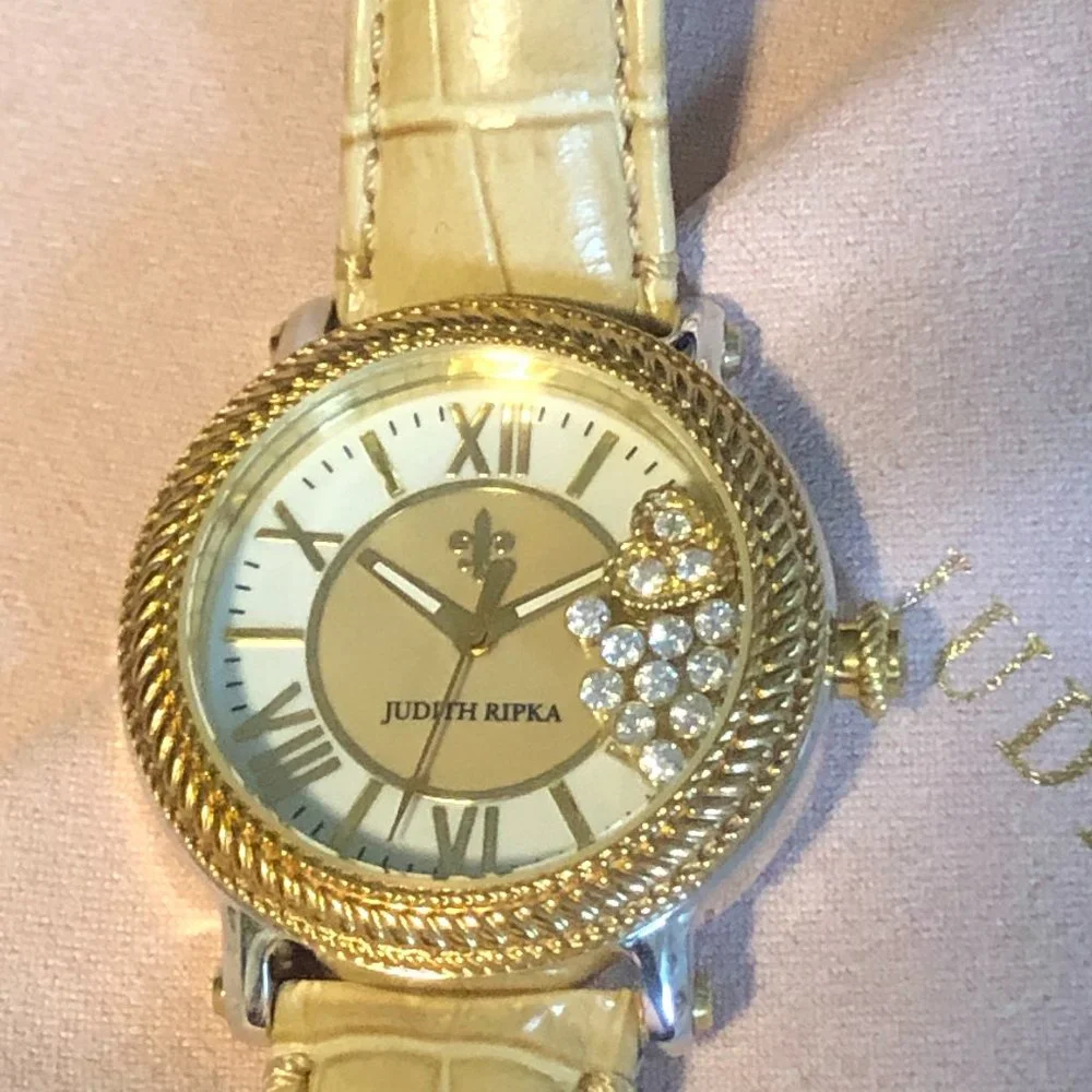 JUDITH RIPKA Odyssey Floating Heart Diamonique Charm Watch - Picture 2 of 9